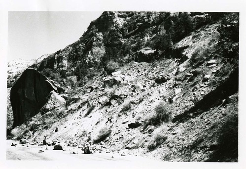 BW Photo of rock slide near echo rock - 35MM.