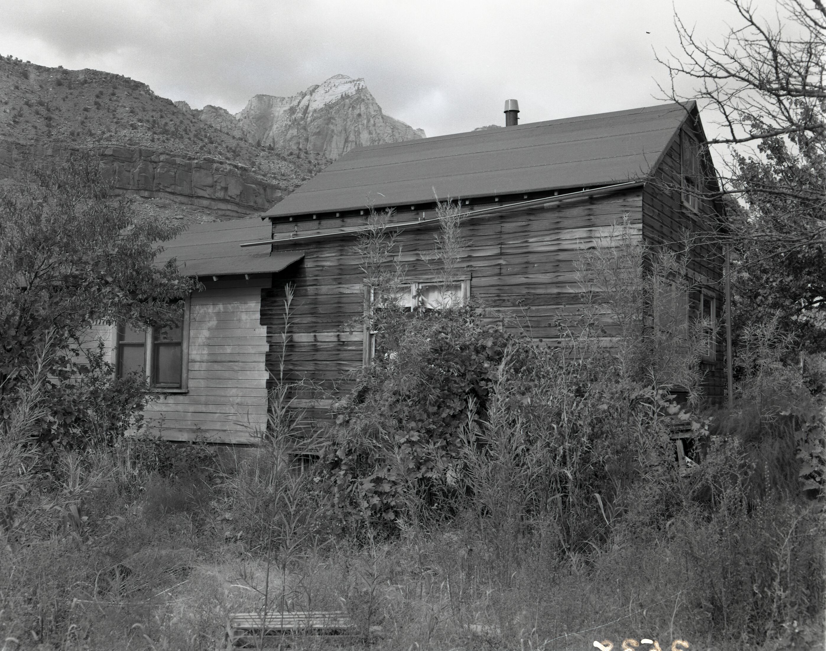 Rhoda Crawford property east of Virgin River, south of park entrance; appraisal of property pending government purchase.