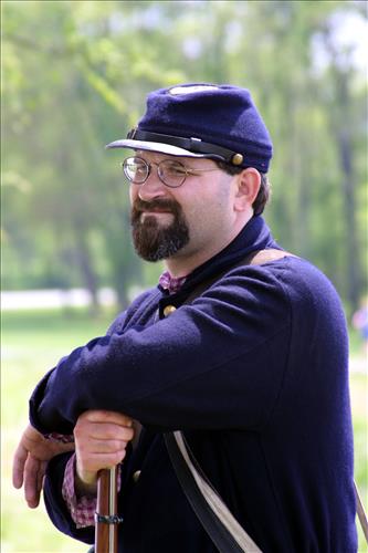Close-ups of interpreters of Civil War Colored Troops at Stones River National Battlefield, April 2004