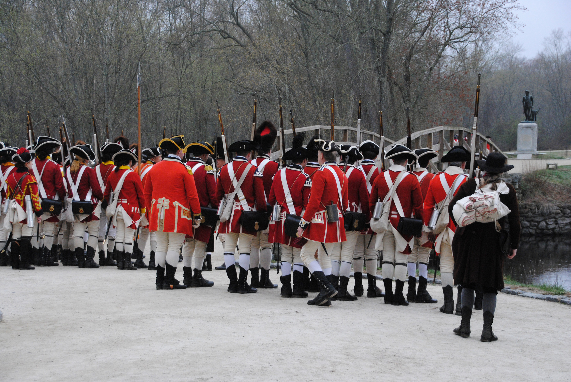 British Troops standing at attention near the North Bridge waiting for the event to start. 