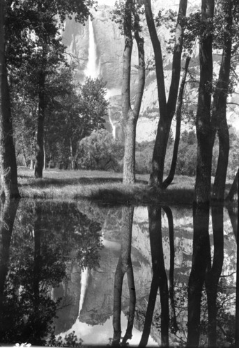 Copy Neg: L. Radanovich, May 1999. Yosemite Falls reflected in water.