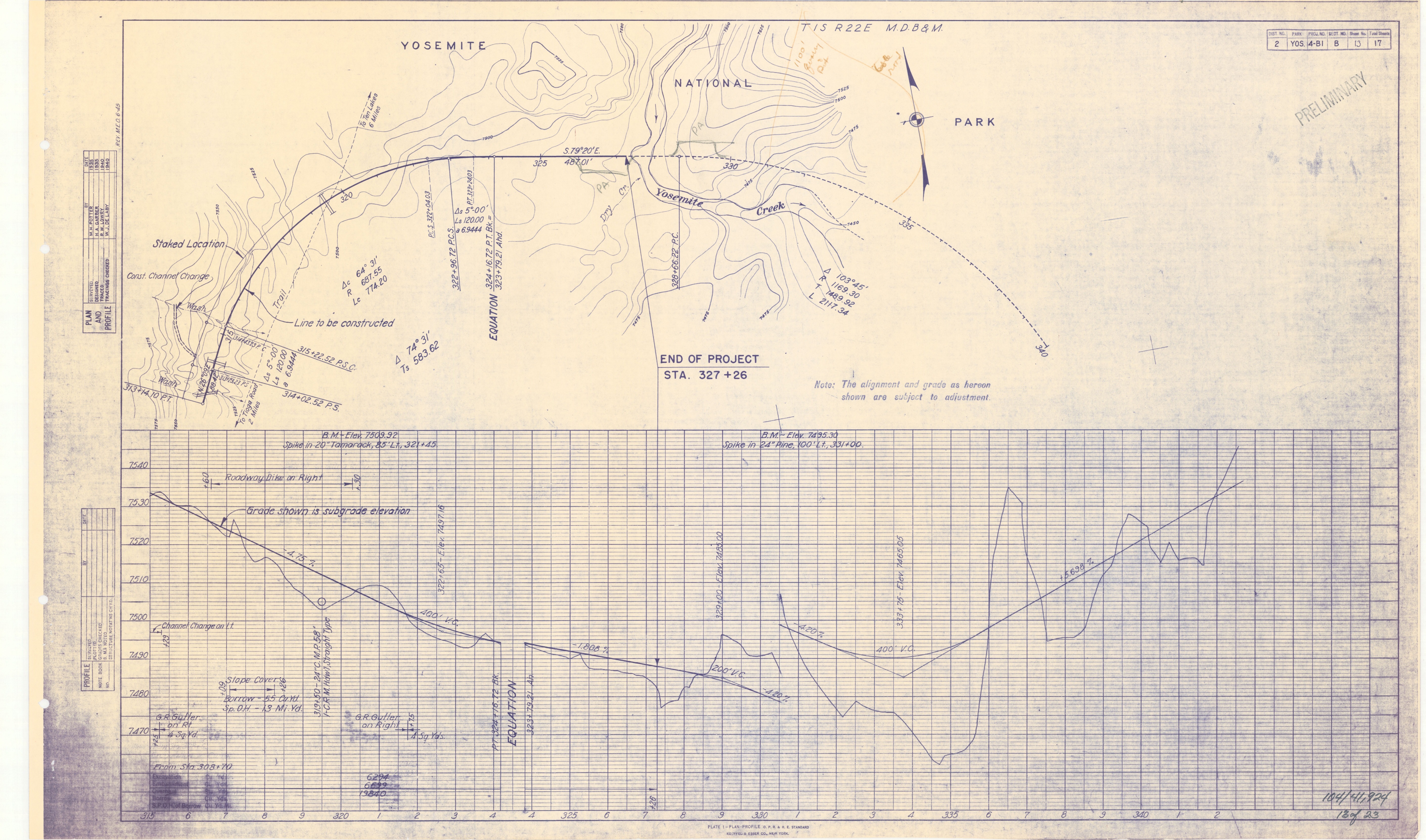 Plan and Profile Yosemite Nat'l Park