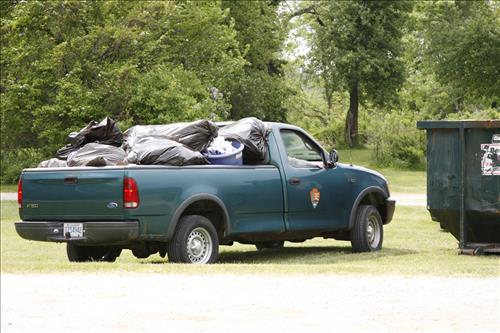 Invasive plant disposal during River Day 2007 in Cuyahoga Valley National Park