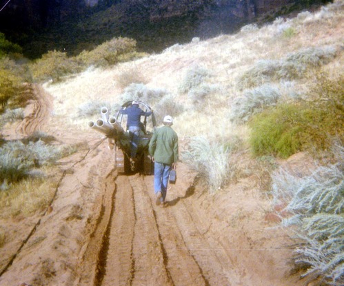 Workers during the construction of the Wiley Spring water pipeline.
