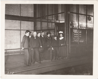 Thomas Edison and others surveying the generator at Waterside Island.