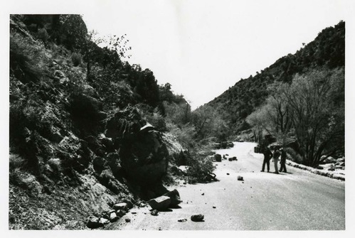 BW Photo of rock slide near echo rock - 35MM.