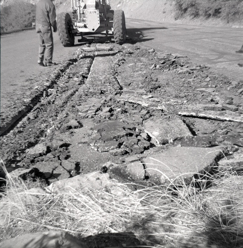 Broken slabs of road during construction near the Temple of Sinawava.