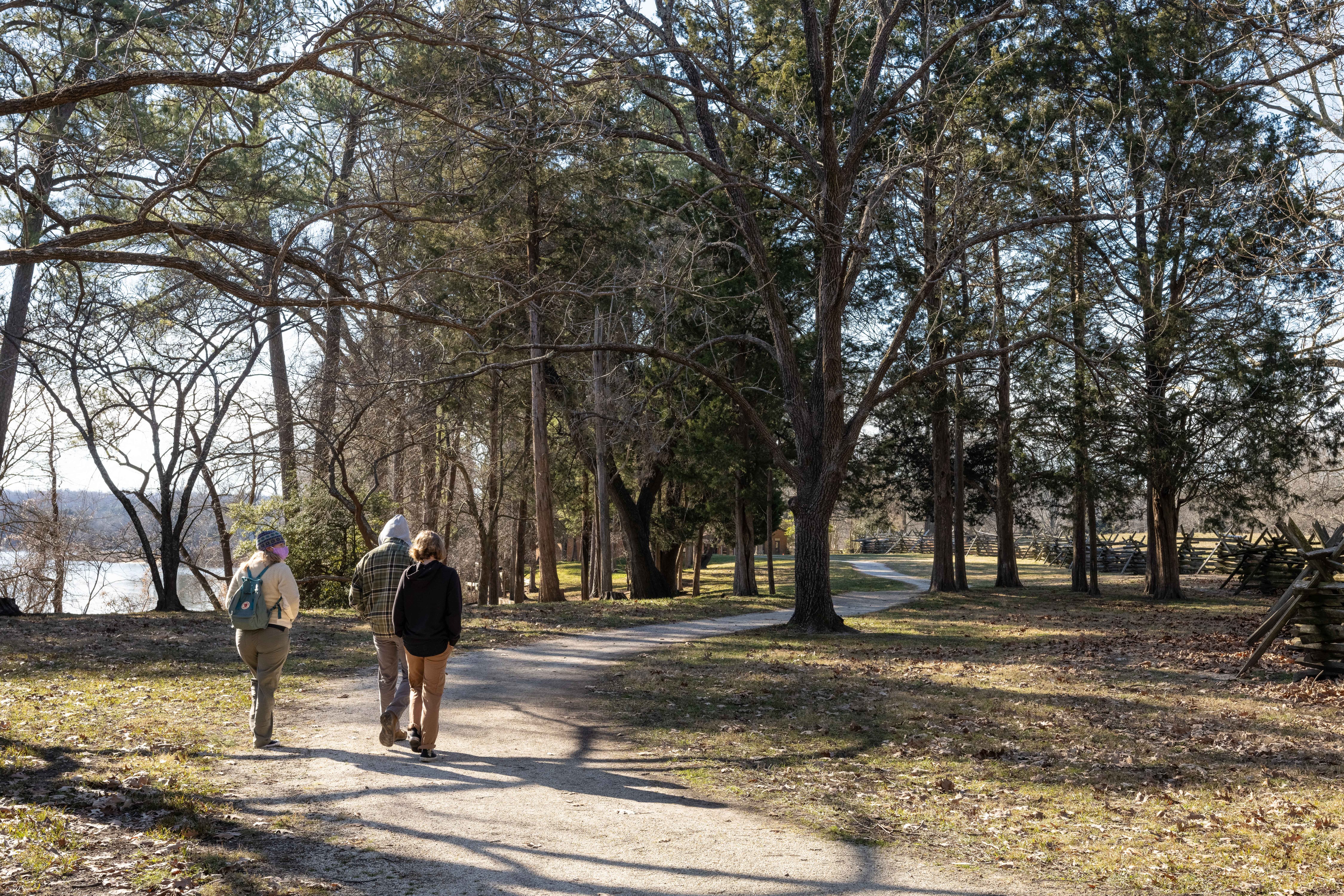 Visitors enjoying a walk along Popes Creek.