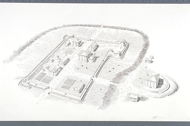 Aerial view of the town of Ninety Six.