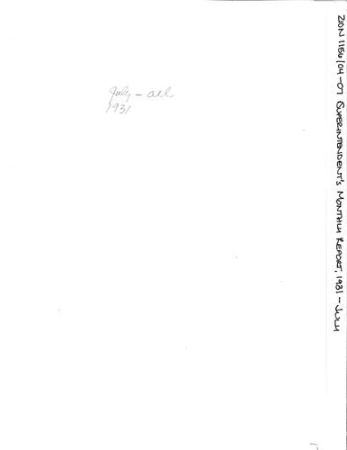 ZION 5087 Superintendents Monthly Report 1931 07
