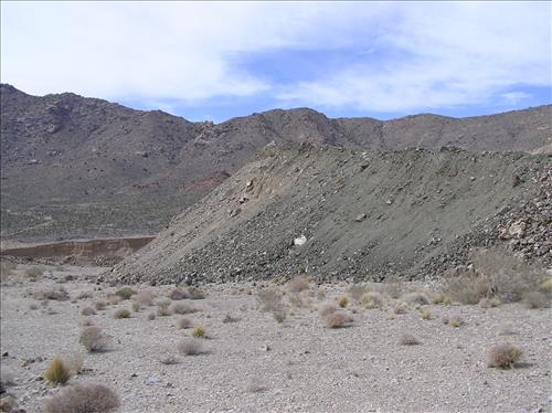 Morning Star Mine, an abandoned open pit gold mine with large waste rock piles.