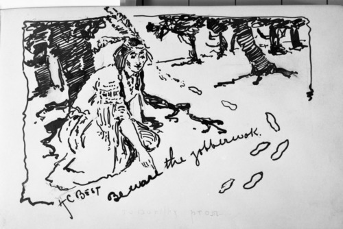 Copied from the autograph book of Nellie & Dorothy Atkinson. Drawing by H. C. Best "Beware the jobberwok." Copied courtesy Bonnie Douthit. Copied October 1980 by Michael Dixon.