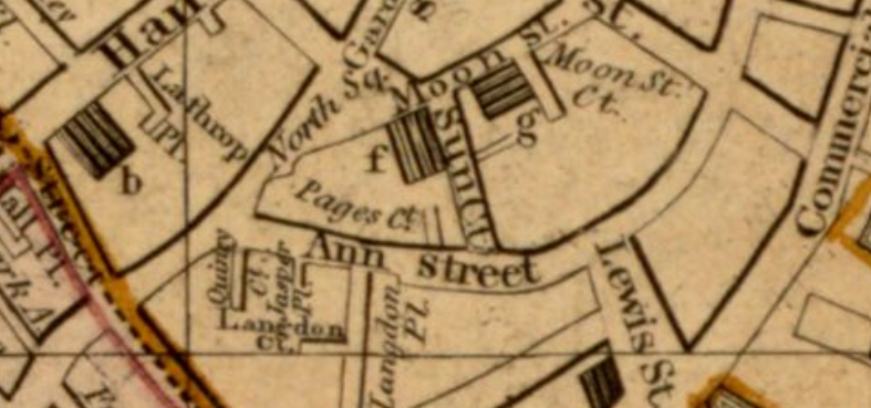 Selection of a Boston map to highlight Ann Street.