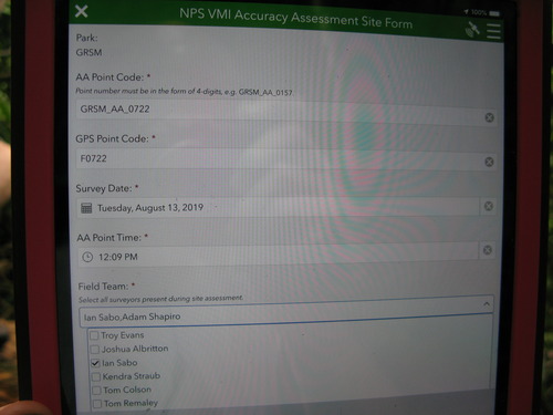 GRSM Accuracy Assessment. Plot Code: GRSM_AA_0722_1