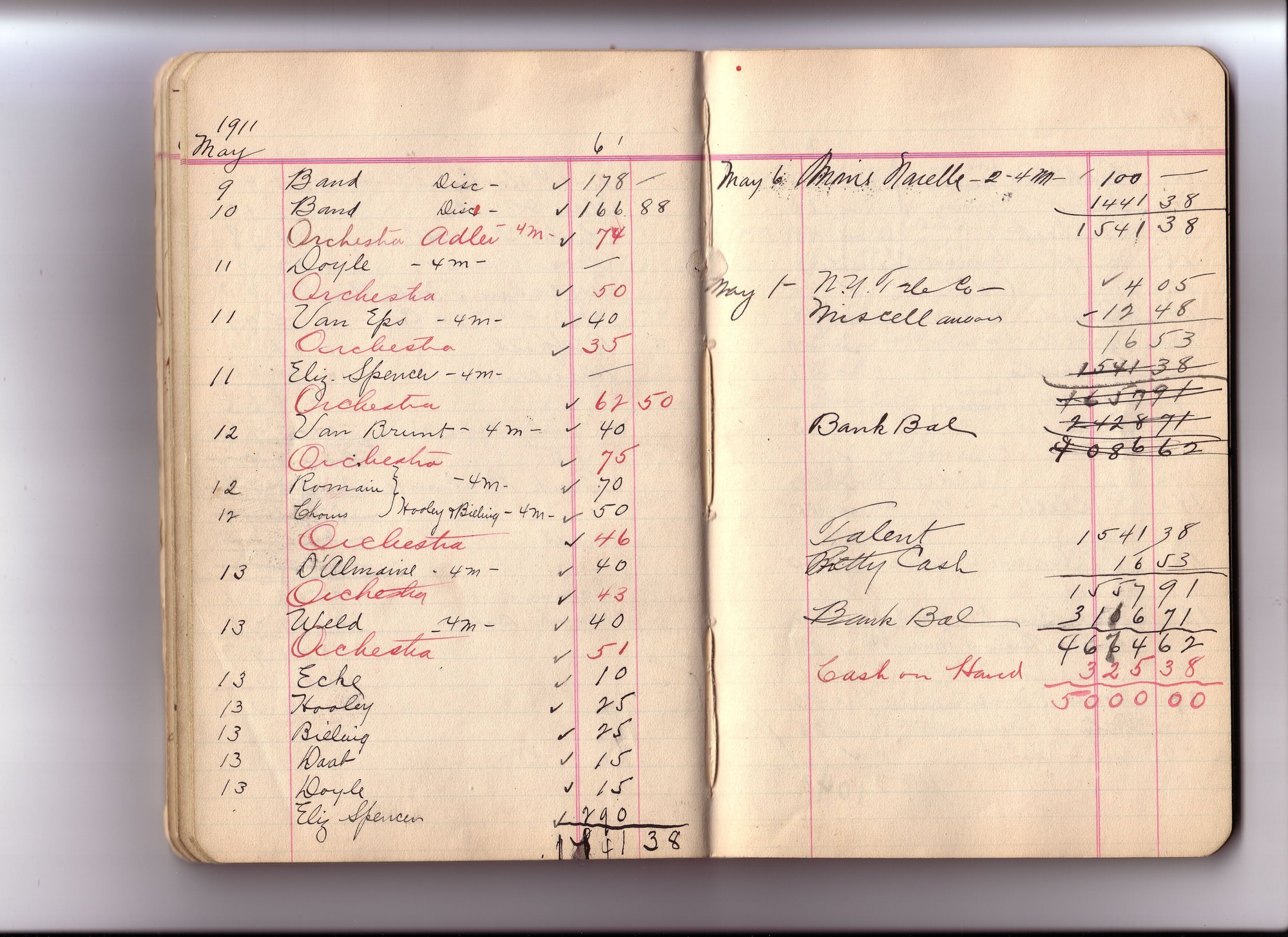 Thomas Edison's New York City Recording Studio Cash Book 07 (of 21), Image 30 (of 50).