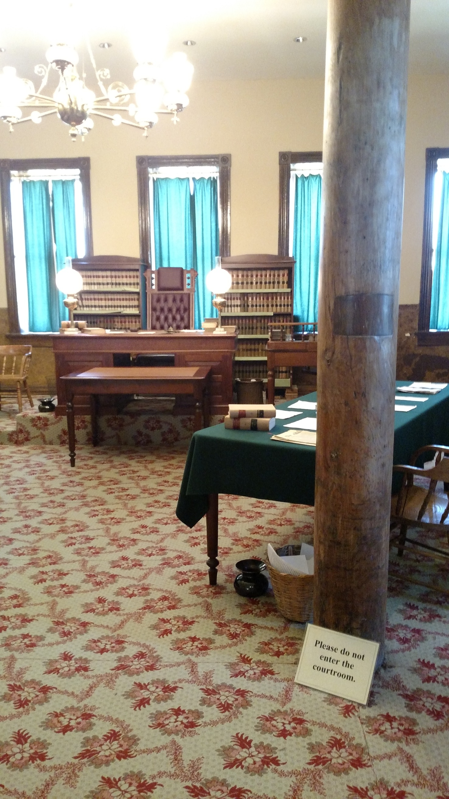 A courtroom exhibit at the Fort Smith National Historic Site Visitor Center Museum in Fort Smith, Arkansas