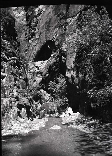 Inspection trip into Kolob area. Inspection party going up Bear Trap Canyon.