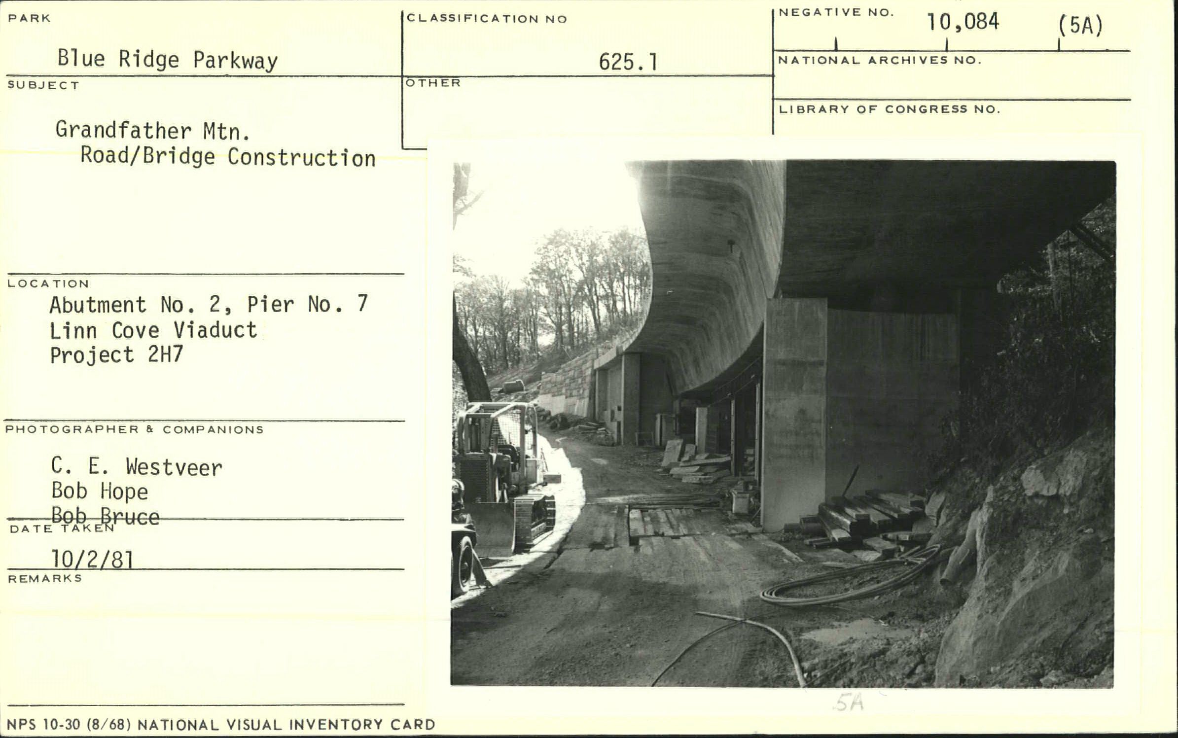 Construction of Abutment #2, Pier. #7 of the Linn Cove Viaduct