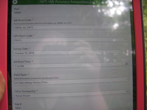 GRSM Accuracy Assessment. Plot Code: GRSM_AA_0415_1
