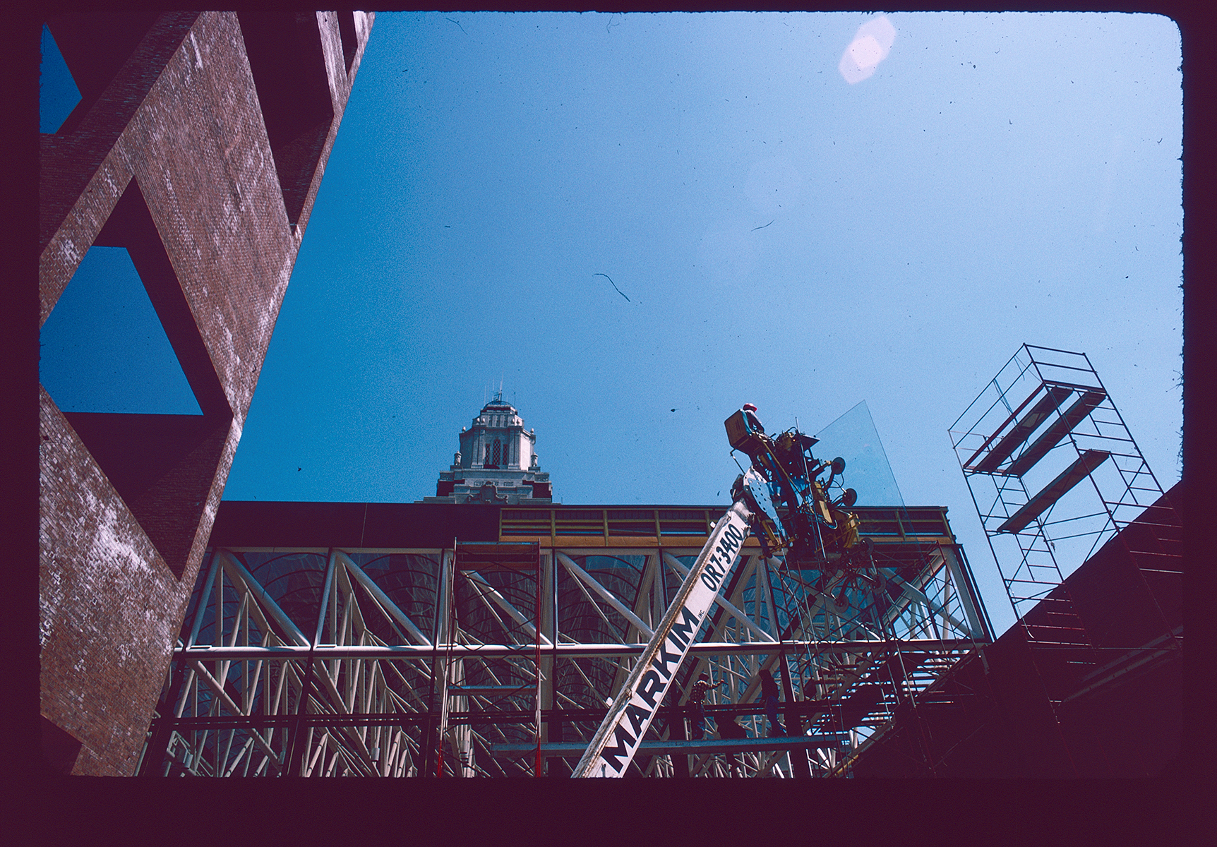 (Old) Visitor Center (101 South 3rd Street). Exterior. Construction. Looking up southeast. Custom House in background.
