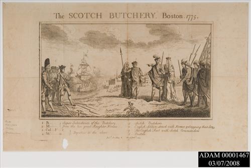 Framed Cartoon Titled "Scotch Butchery" from the Adams National Historical Park Collection