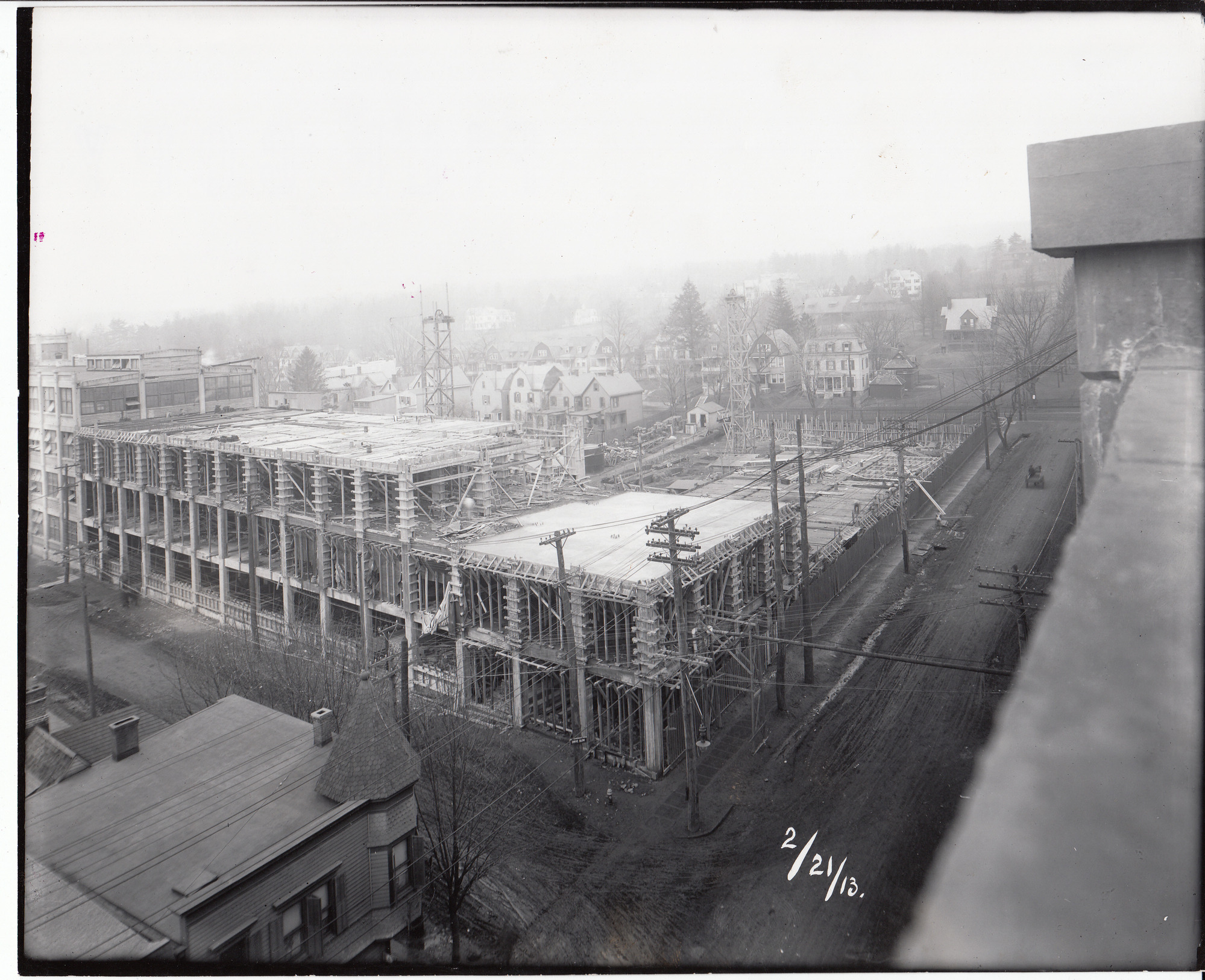 Storage Battery Building under construction, viewed from corner of Ashland Avenue, at left, and Lakeside Avenue.