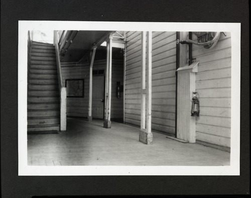 Outside hall & stairway of Sentinel Hotel, looking North. (Copied from insurance documentation binders on Reserve in the Yosemite Research Library. copied by Mike Floyd, copied August 1923