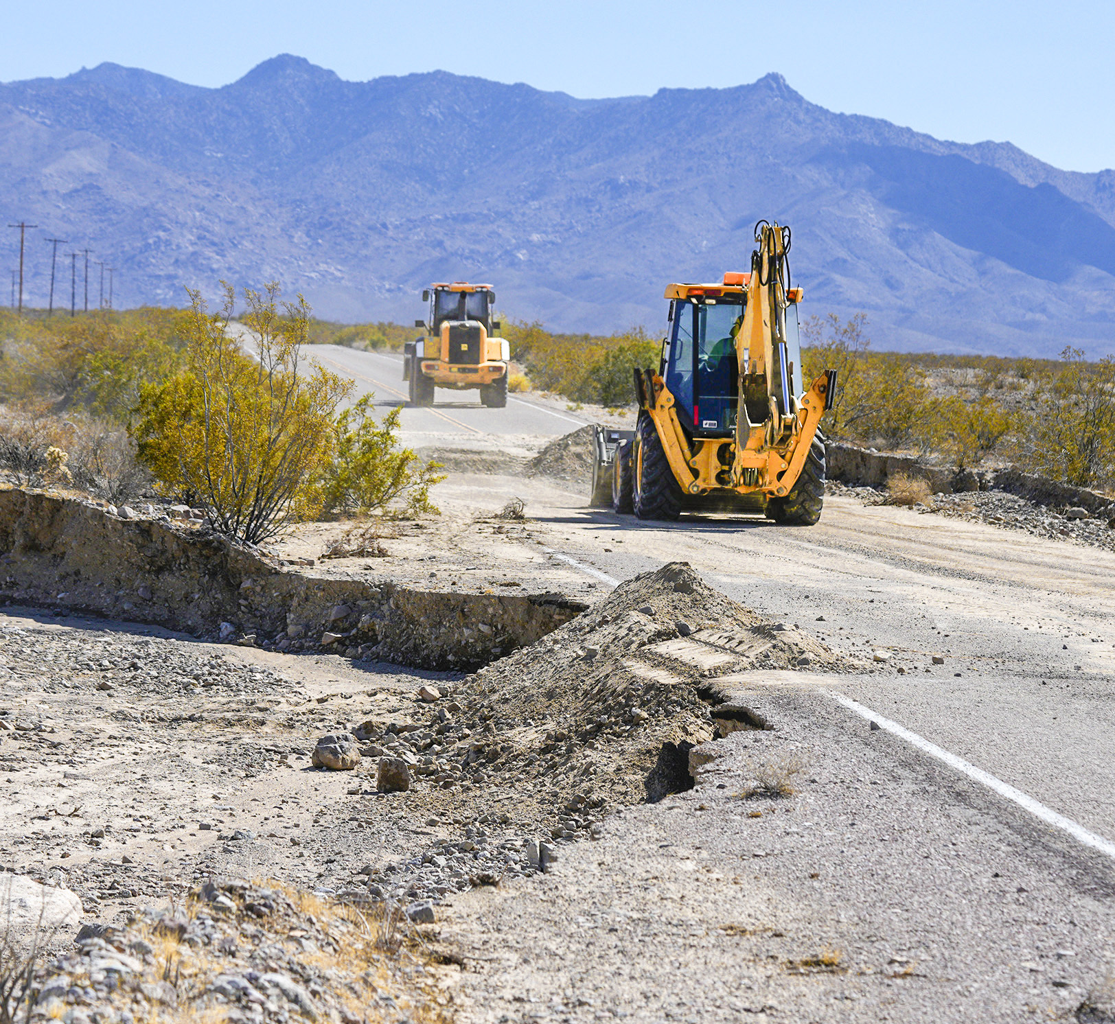 Heavy machinery working on S. Kelbaker Rd.