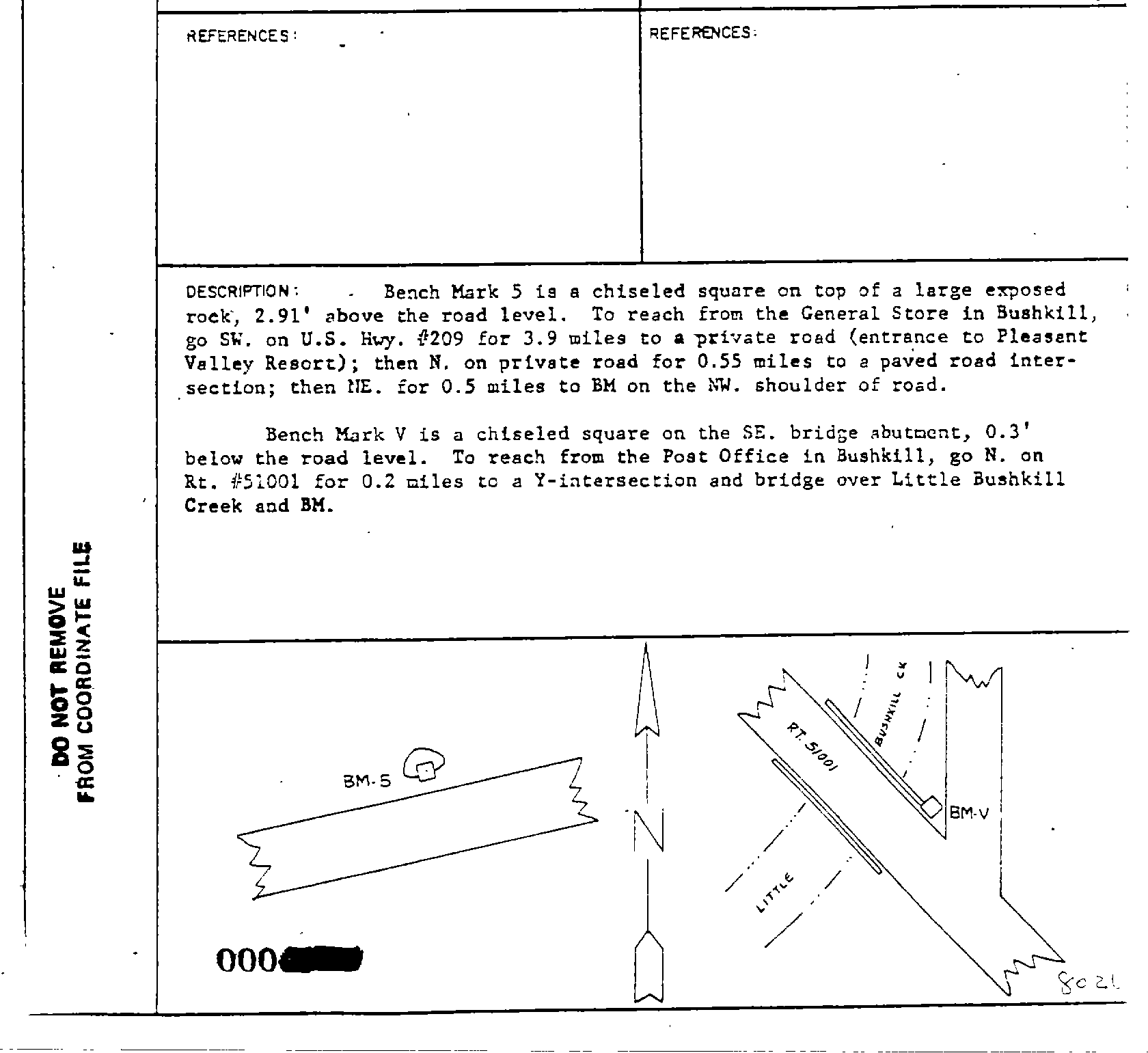 00008021 Monumentation Sketch of BM-V in Delaware Water Gap National Recreation Area, 1966