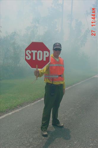 Firefighters on prescribed burns in Everglades NP 2002
