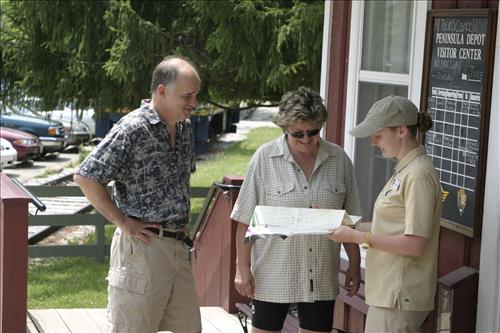 SCA With Visitors Outside Peninsula Depot