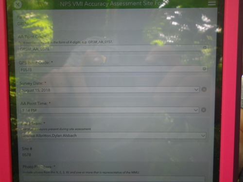 GRSM Accuracy Assessment. Plot Code: GRSM_AA_0578_1