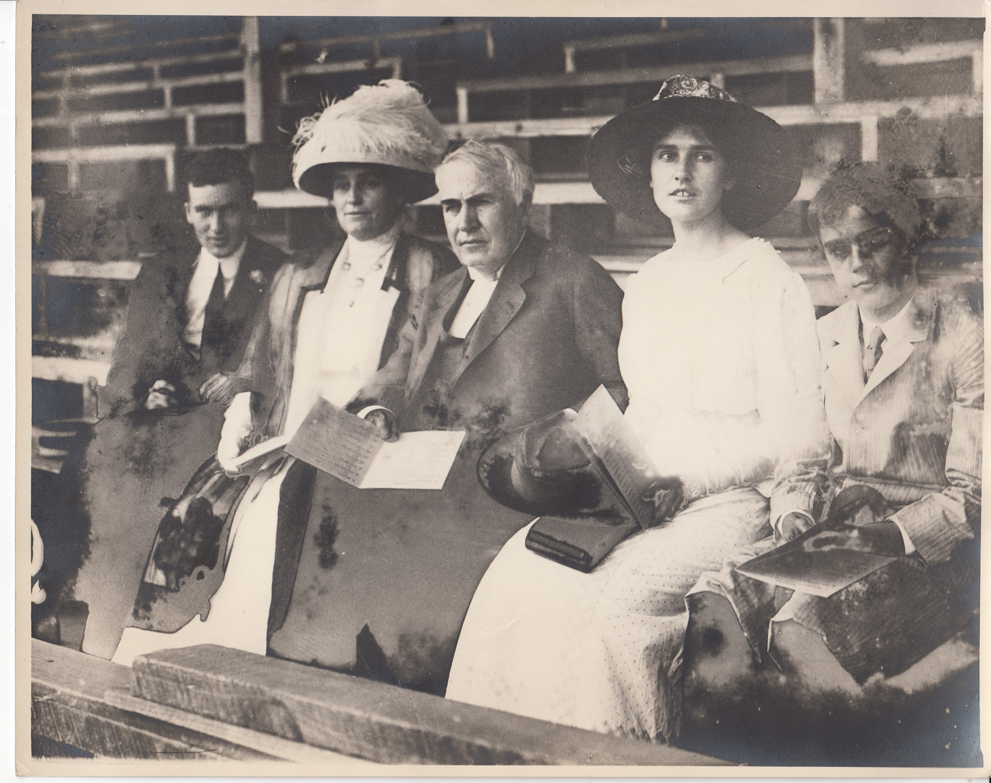 Thomas Edison and Mina Edison with three of the children - Charles, Madeleine and Theodore.