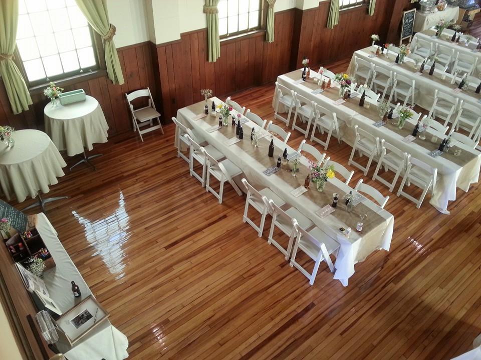 rows of tables and chairs