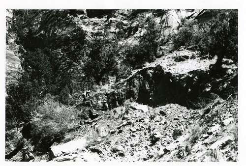 BW Photo of rock slide near echo rock - 35MM.