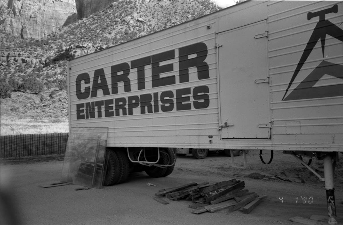 Carter Enterprises' construction truck during construction of headquarters addition.