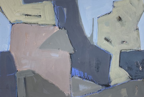 A close up painting of a stone wall.