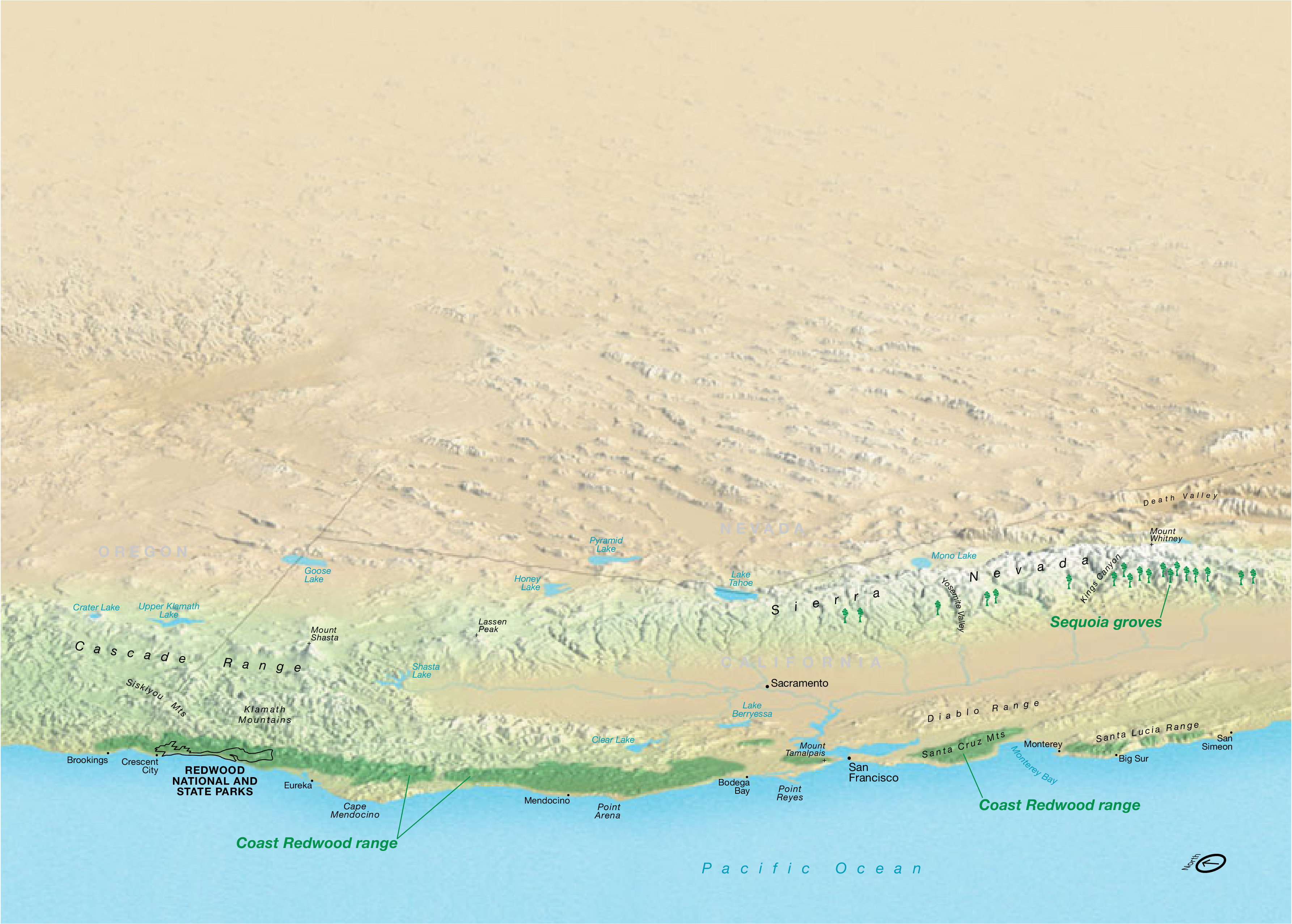 Redwood National and State Parks Redwood Range Perspective Map