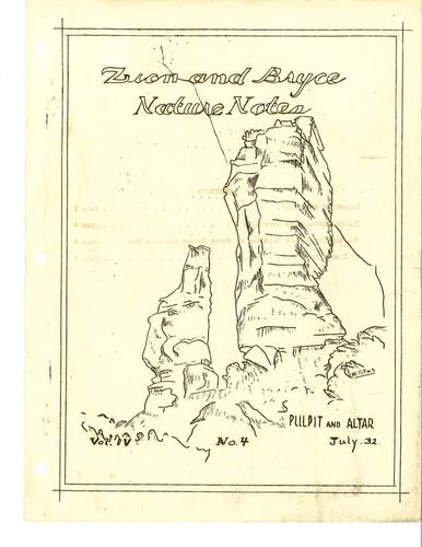 ZION 12261 Zion Bryce Nature Notes Vol4 No4 1932 July