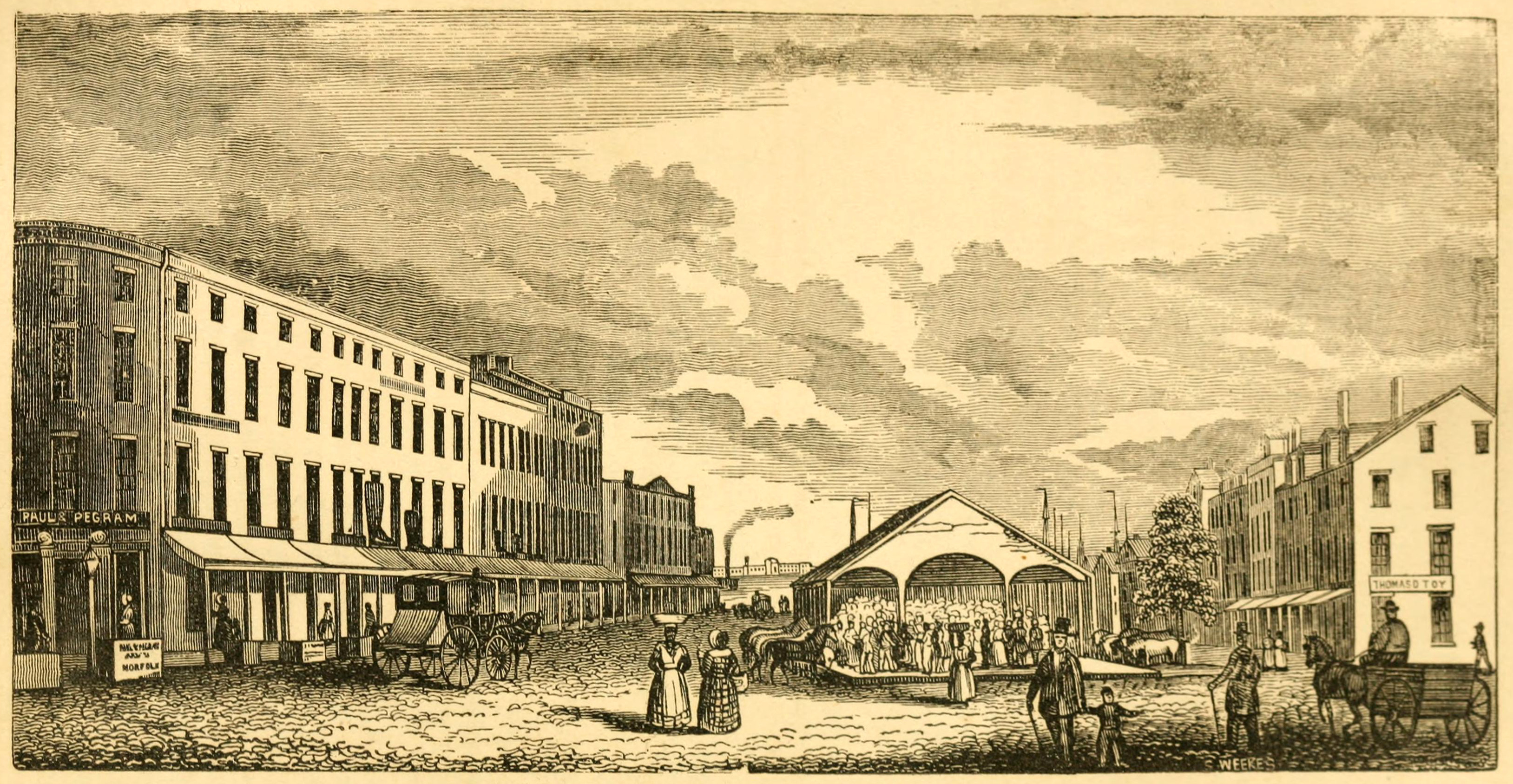 Sketch of Market Square in Norfolk. (1845)
