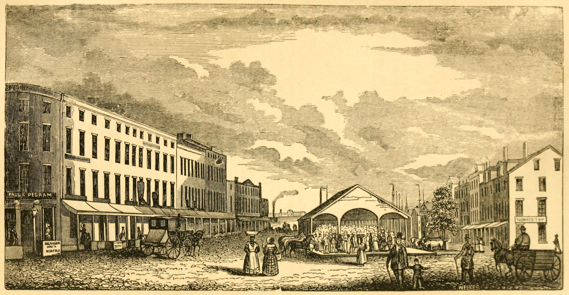 Sketch of Market Square in Norfolk, Virginia. (1845)