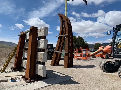 Two sections of sculpture. 