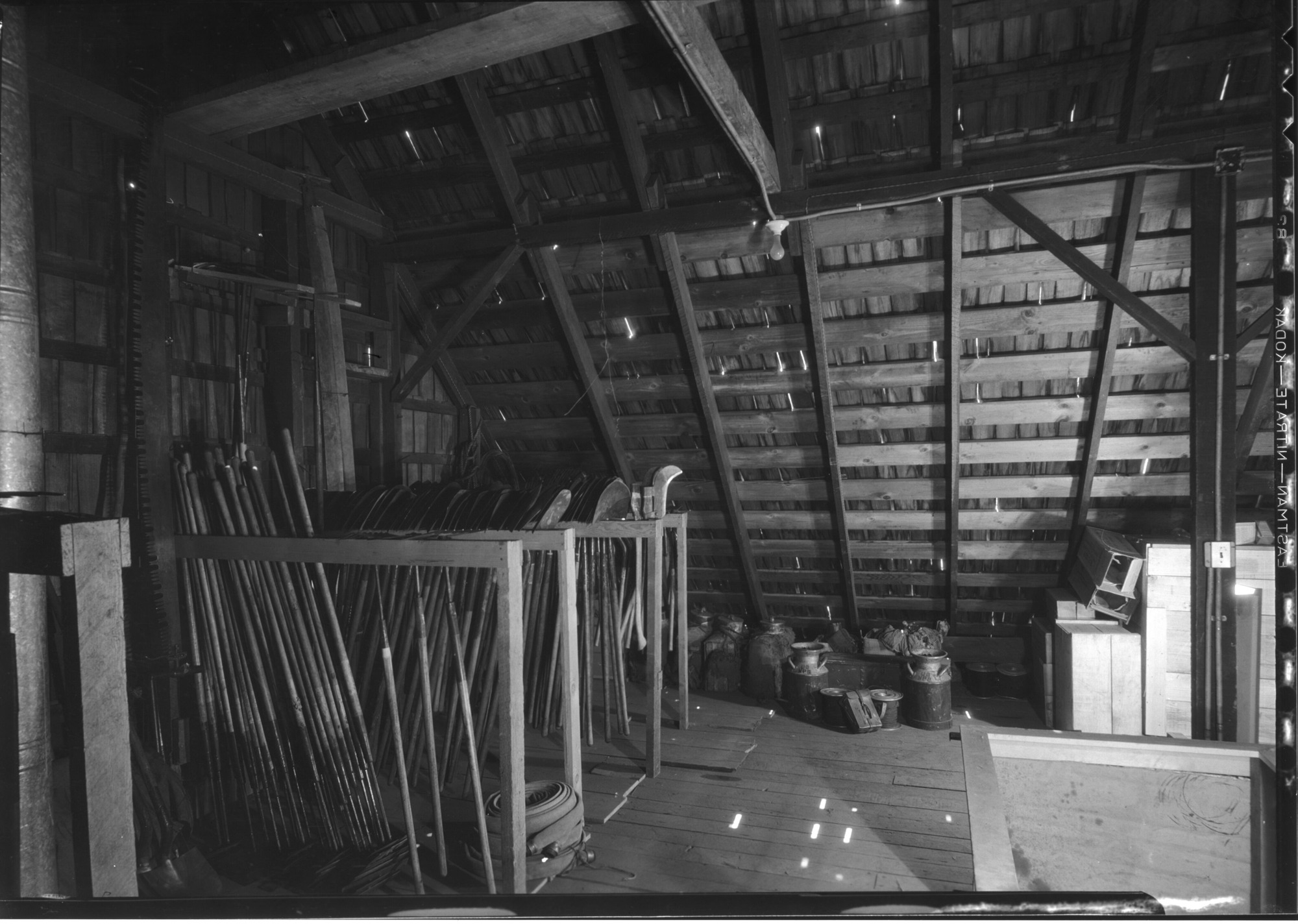 Upstairs of the fire shed