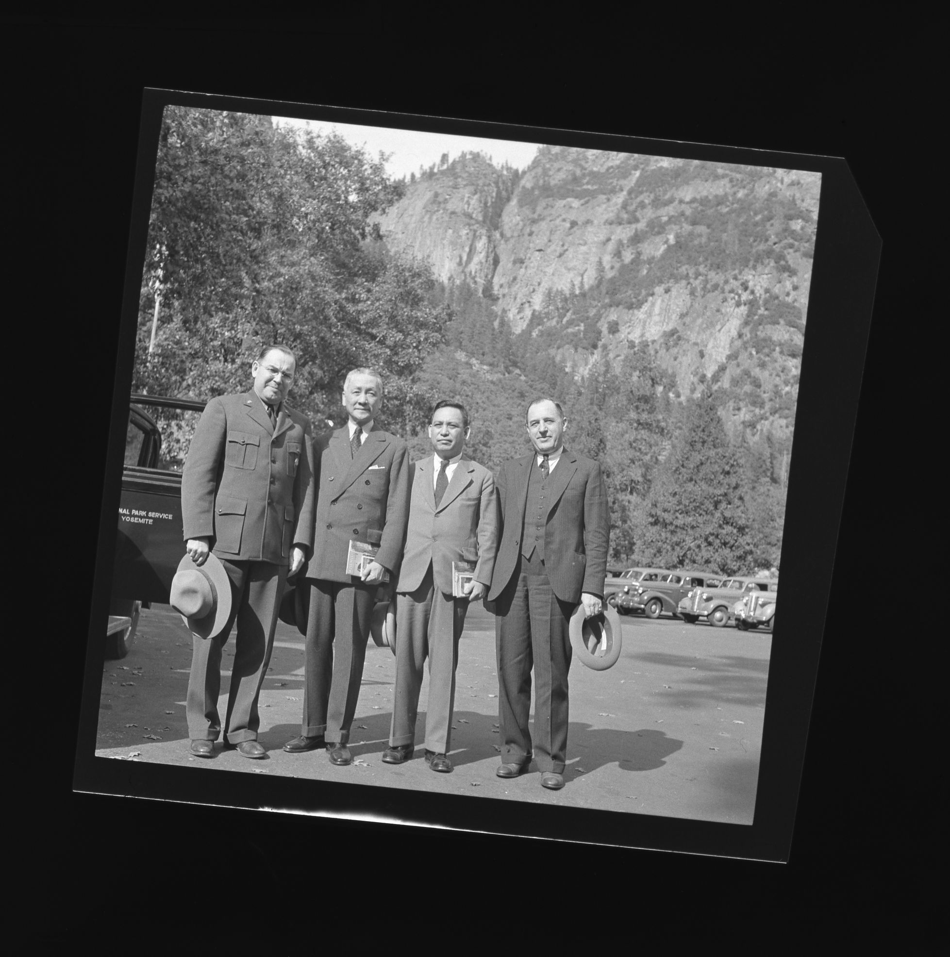 Sergio Osmena, Vice President of the Phillipines with Dr. Jose Reyes, Archie Stevenot and Supt. Merriam.