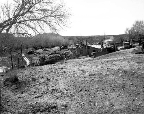 Signs and junk at 101 Ranch, along State Route 15 (now State Route 9), approaching road to Zion.