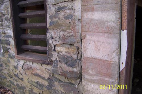 Repair and Repoint Stone walls on building 60 and 70 in Cabin Camp 1 (Goodwill) February 2011