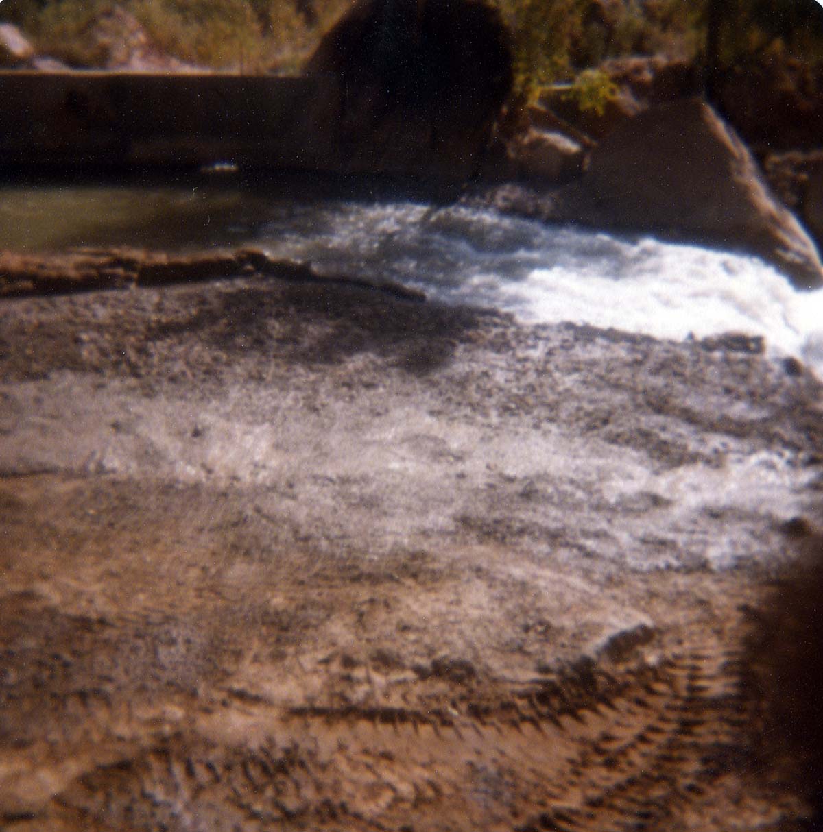 Color photo of the construction/modification of the Canyon Junction spillway on the Virgin River.