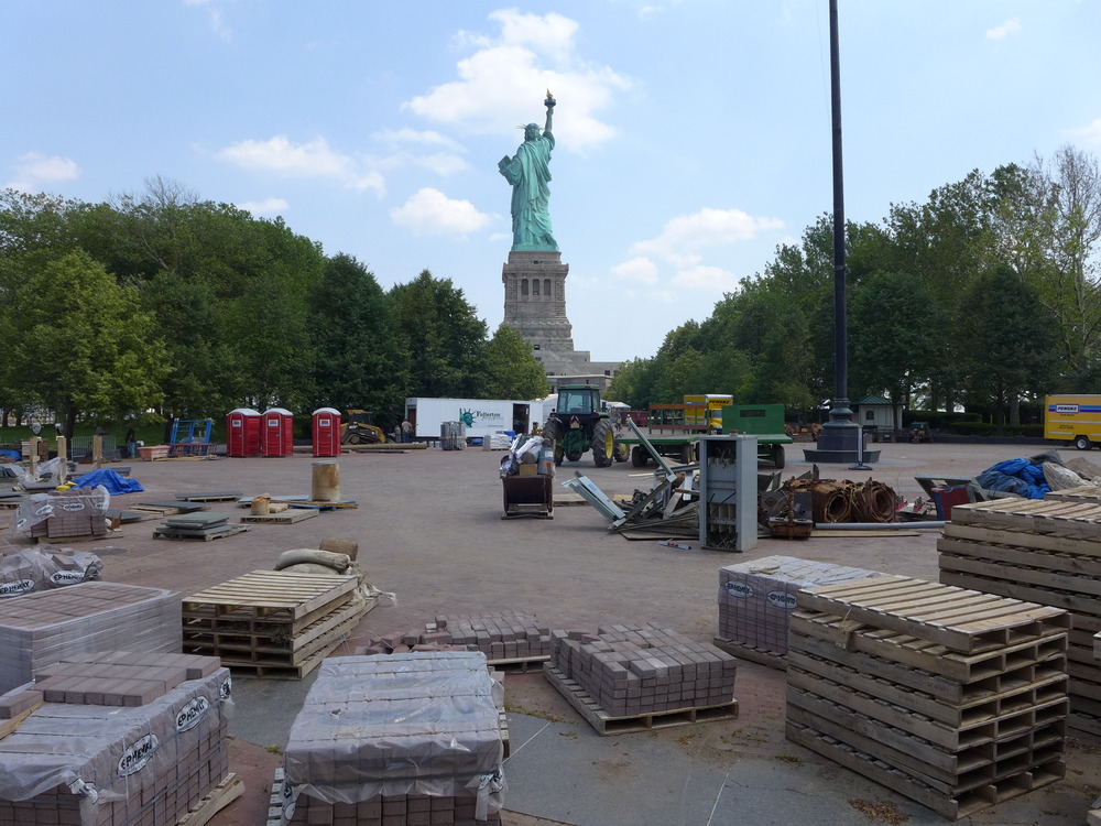 Stacks of lumber and material for construction projects.