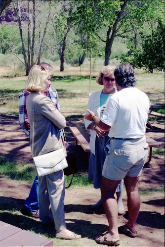 Color Photos of the parks 72nd anniversary celebrations- cake cutting, barbecue, speakers.