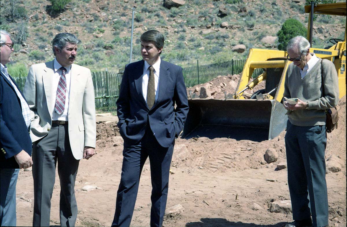 Color Photos of groundbreaking ceremony for remodeling of headquarters / visitor center building.